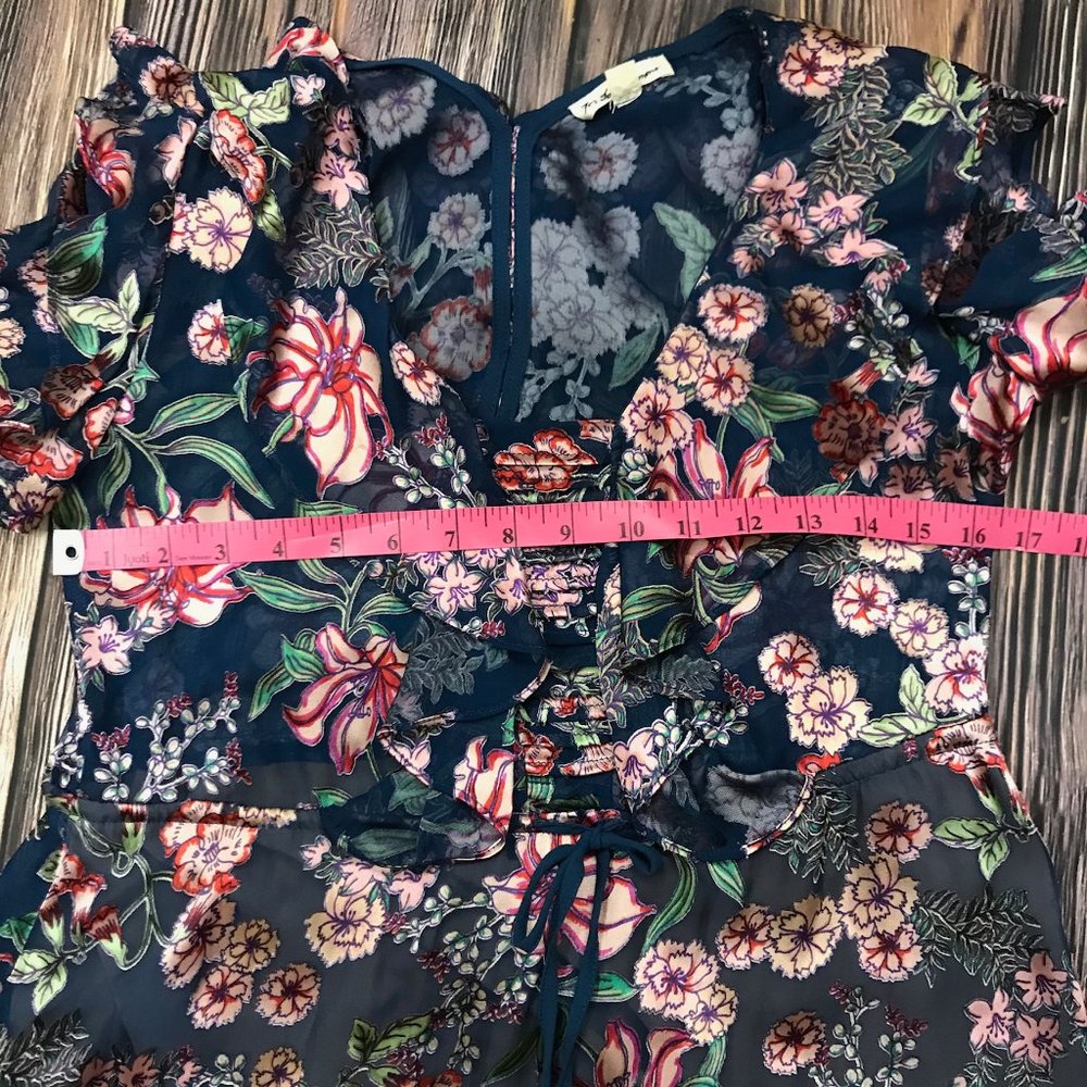 For Love & Lemons Blue Flora Mini Dress, XS - Picture 7 of 8